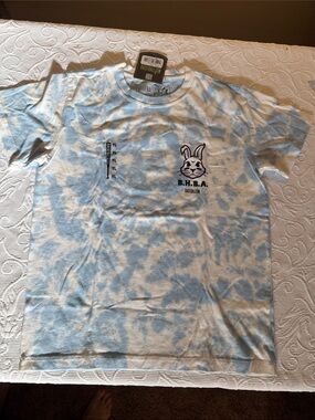 Baseballism B.H.B.A. Youth Tie-Dye Bunny Graphic Tee - Light Blue & White YL NWT